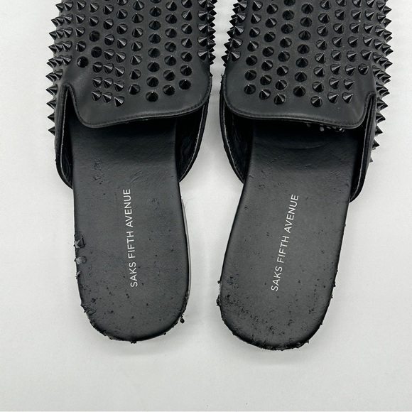 Saks Fifth Avenue Rudy Metal Spikes Slip on mule loafers shoes size 11.5 - Picture 6 of 13